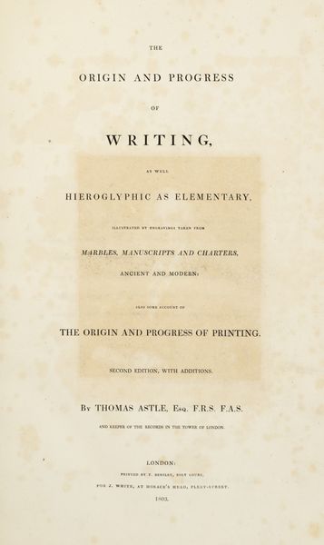 Thomas Astle : The Origin and Progress of Writing  - Asta Libri, Autografi e Stampe - Associazione Nazionale - Case d'Asta italiane