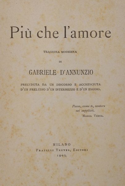 Gabriele D'Annunzio : Notturno  - Asta Libri, Autografi e Stampe - Associazione Nazionale - Case d'Asta italiane