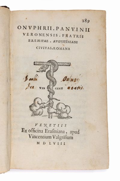 Panvinio, Onofrio : Reipublicae Romanae commentariorum libri tres  - Asta Libri, Autografi e Stampe - Associazione Nazionale - Case d'Asta italiane