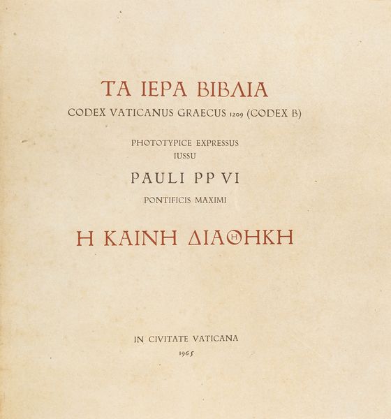 La Sacra Bibbia - Codex Vaticanus Graecus 1209 (Codex B)  - Asta Libri, Autografi e Stampe - Associazione Nazionale - Case d'Asta italiane