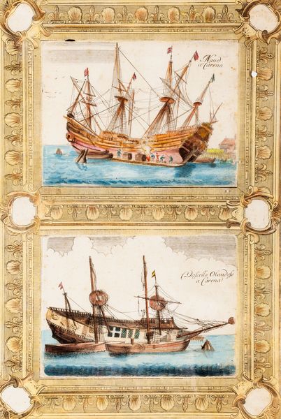 Vincenzo Maria Coronelli : Nave a Carena - Vascello Olandese a carena  - Asta Libri, Autografi e Stampe - Associazione Nazionale - Case d'Asta italiane