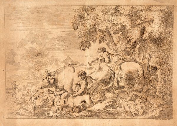 Castiglione  Giovanni Benedetto : La fuga di Egitto  - Asta Libri, Autografi e Stampe - Associazione Nazionale - Case d'Asta italiane