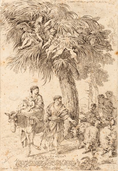 Castiglione  Giovanni Benedetto : La fuga di Egitto  - Asta Libri, Autografi e Stampe - Associazione Nazionale - Case d'Asta italiane