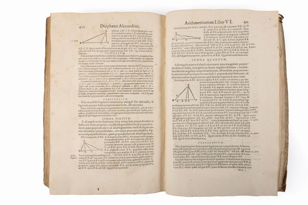 Diofanto di Alessandria : Arithmeticorum libri sex, et de numeris multangulis liber unus. Nunc primum Graece & Latine editi, atque commentariis illustrati. Auctore C. G. Bacheto.  - Asta Libri, Autografi e Stampe - Associazione Nazionale - Case d'Asta italiane
