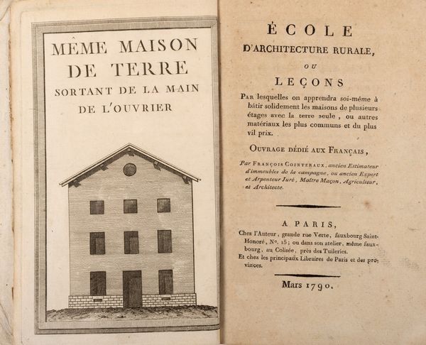 Francois Cointeraux : École d'architecture rurale  - Asta Libri, Autografi e Stampe - Associazione Nazionale - Case d'Asta italiane