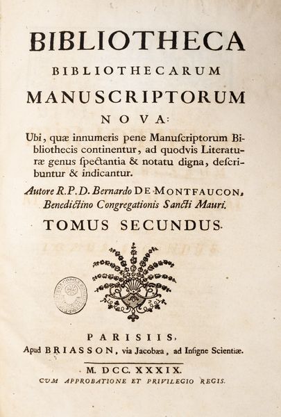 Bibliotheca bibliothecarum manuscriptorum nova  - Asta Libri, Autografi e Stampe - Associazione Nazionale - Case d'Asta italiane