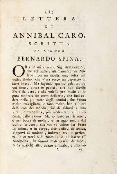 Annibale Caro : Lettera di Annibal Caro scritta al signor Bernardo Spina  - Asta Libri, Autografi e Stampe - Associazione Nazionale - Case d'Asta italiane