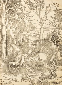 Durer, Albrecht - Cavaliere a cavallo e lanzichenecco