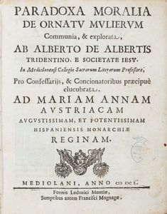 Albertis, Alberto de - Paradoxa moralia de ornatu mulierum communia, & explorata