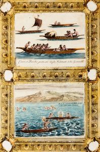Vincenzo Maria Coronelli - Canoe o Barche praticate dagli Habitanti della Guinea - Modo di pescare  notte tempo nelle coste della Guinea
