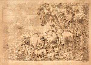 Castiglione  Giovanni Benedetto - La fuga di Egitto