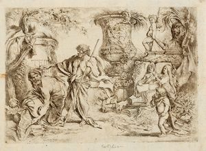 Castiglione  Giovanni Benedetto : La fuga di Egitto  - Asta Libri, Autografi e Stampe - Associazione Nazionale - Case d'Asta italiane