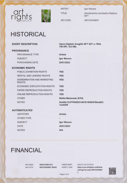 Igor (MIG) Macera NFT : Aerodinamica Acrobatica Relativa  - Asta Arte Moderna e Contemporanea - Associazione Nazionale - Case d'Asta italiane