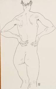Egon Schiele - Weiblicher Ruckenakt