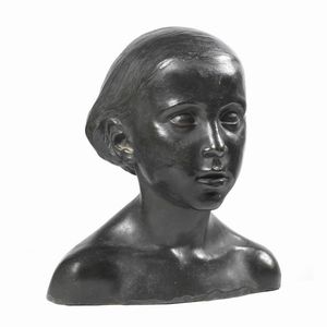 CIAMPI ALIMONDO -  Alimondo Ciampi (San Mauro a Signa 1876 - Firenze 1939) RITRATTO DI BIMBA bronzo, cm 31, base in marmo rosa,  [..]