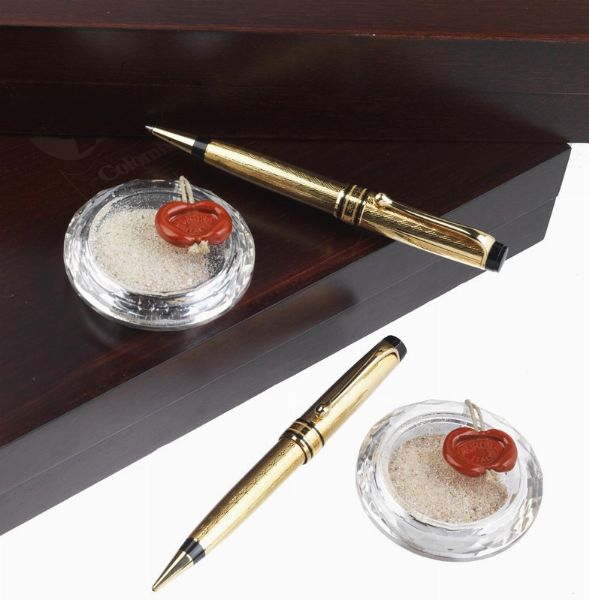 AURORA CRISTOFORO COLOMBO 500&deg; ANNIVERSARIO (1492 &ndash; 1992)  EDIZIONE LIMITATA PENNA A SFERA E PORTAMINE N. 1028  - Asta Orologi e penne - Associazione Nazionale - Case d'Asta italiane