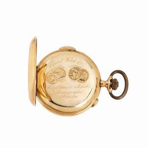 RECORD WATCH & CO. OROLOGIO DA TASCA CRONOGRAFO MONOPULSANTE RIPETIZIONE MINUTI  - Asta Orologi e penne - Associazione Nazionale - Case d'Asta italiane