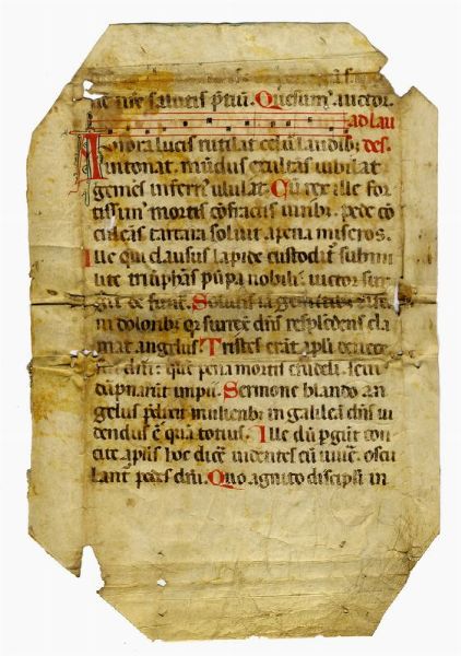 Manoscritto liturgico da antifonario con notazione diastematica.  - Asta Libri, autografi e manoscritti - Associazione Nazionale - Case d'Asta italiane