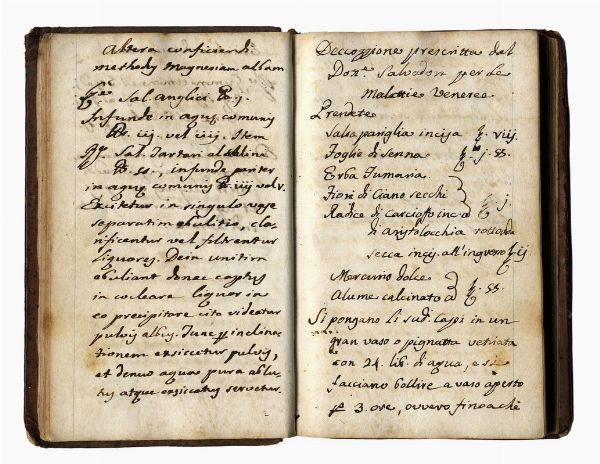 Raccolta manoscritta di ricette mediche, notizie per conservare il vino e altre curiosit.  - Asta Libri, autografi e manoscritti - Associazione Nazionale - Case d'Asta italiane