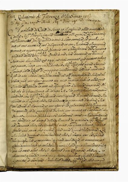 VINCENZO FEDELI : Relazione di Fiorenza et di Siena 1561.  - Asta Libri, autografi e manoscritti - Associazione Nazionale - Case d'Asta italiane