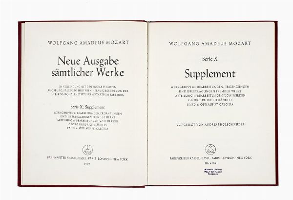 WOLFGANG AMADEUS MOZART : Complete works.  - Asta Libri, autografi e manoscritti - Associazione Nazionale - Case d'Asta italiane