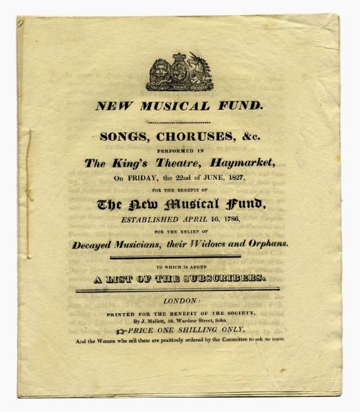 CAMILLO SIVORI : Programma di sala de The King's Theatre, Haymarket London.  - Asta Libri, autografi e manoscritti - Associazione Nazionale - Case d'Asta italiane