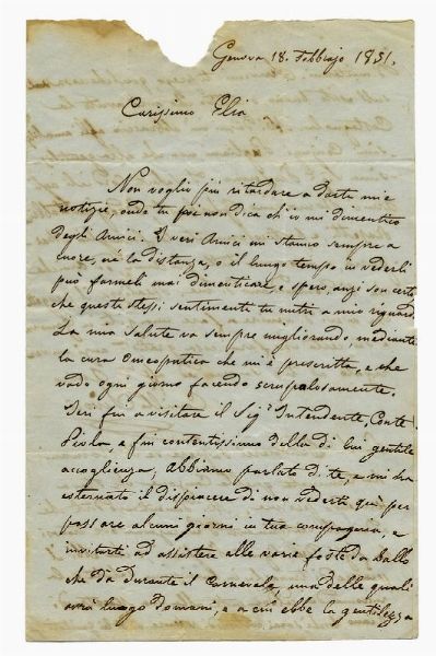 CAMILLO SIVORI : Lettera autografa firmata.  - Asta Libri, autografi e manoscritti - Associazione Nazionale - Case d'Asta italiane