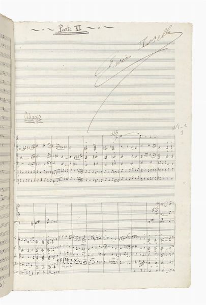 ENRICO TOSELLI : Partitura autografa firmata. Composizione senza titolo.  - Asta Libri, autografi e manoscritti - Associazione Nazionale - Case d'Asta italiane