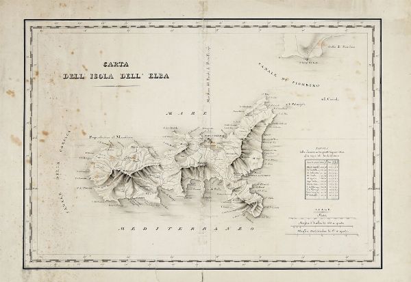 Carta dell'isola dell'Elba.  - Asta Libri, autografi e manoscritti - Associazione Nazionale - Case d'Asta italiane