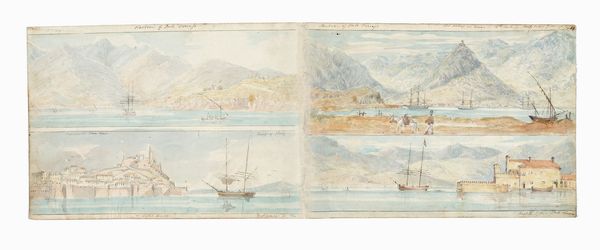 LORD WILLIAM PAGET : Sette acquerelli con vedute di Portoferraio e Portolongone e altri scorci dell'isola d'Elba dal taccuino di viaggio di William Paget.  - Asta Libri, autografi e manoscritti - Associazione Nazionale - Case d'Asta italiane