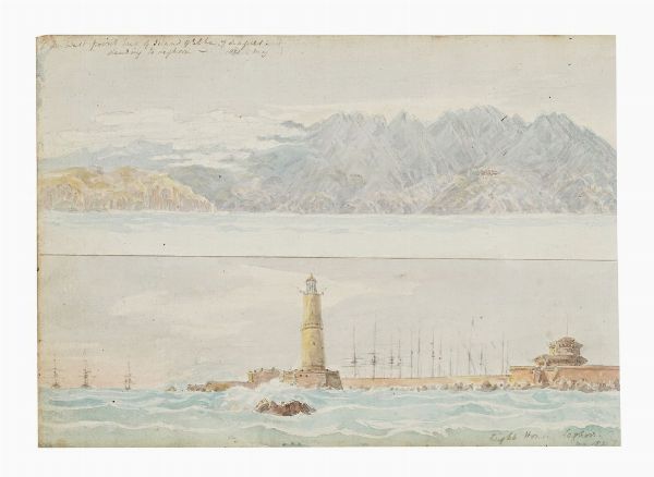 LORD WILLIAM PAGET : Sette acquerelli con vedute di Portoferraio e Portolongone e altri scorci dell'isola d'Elba dal taccuino di viaggio di William Paget.  - Asta Libri, autografi e manoscritti - Associazione Nazionale - Case d'Asta italiane