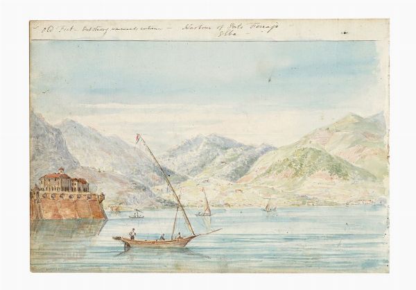 LORD WILLIAM PAGET : Sette acquerelli con vedute di Portoferraio e Portolongone e altri scorci dell'isola d'Elba dal taccuino di viaggio di William Paget.  - Asta Libri, autografi e manoscritti - Associazione Nazionale - Case d'Asta italiane