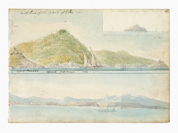 LORD WILLIAM PAGET : Sette acquerelli con vedute di Portoferraio e Portolongone e altri scorci dell'isola d'Elba dal taccuino di viaggio di William Paget.  - Asta Libri, autografi e manoscritti - Associazione Nazionale - Case d'Asta italiane