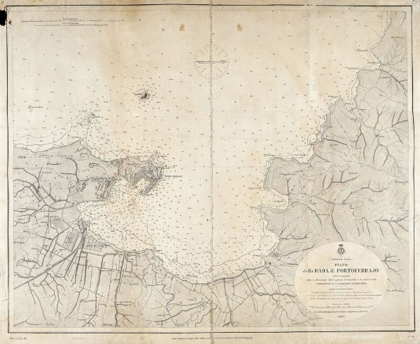PIANO/ della RADA di PORTOFERRAIO/ rilievi eseguiti/ sotto la direzione del Capitano di Vascello G.B. MAGNAGHI comandante il R. Piroscafo Washington...1882.  - Asta Libri, autografi e manoscritti - Associazione Nazionale - Case d'Asta italiane
