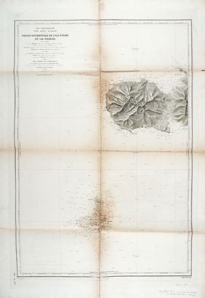 CHARLES ETIENNE COLLIN : CARTE PARTICULIERE/DES CTES D?ITALIE/GRAND DUCH DE TOSCANE/L?ILE D?ELBE/ Leve en 1851... / PARTIE OCCIDENTALE DE L?ILE D?ELBE/ ET ILE PIANOSA/ Lev en 1851.  - Asta Libri, autografi e manoscritti - Associazione Nazionale - Case d'Asta italiane