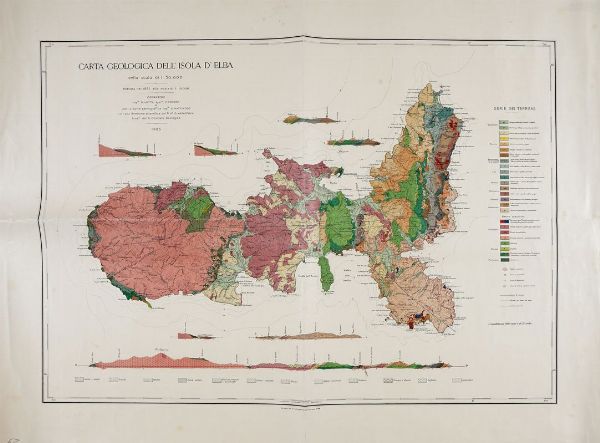 CARTA GEOLOGICA/ DELL?/ ISOLA D?ELBA/ Scala di 1: 25,000.  - Asta Libri, autografi e manoscritti - Associazione Nazionale - Case d'Asta italiane