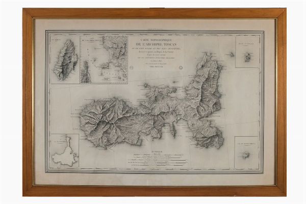 ALEXANDRE BLONDEAU : Carte topographique de l'Archipel Toscan ou de l'Ile d'Elbe et des Iles adjacentes / dresse et grave au Dept de la Guerre d'aprs les levs excuts par les Ingnieurs-Geographes militaires en 1802 et 1803...  - Asta Libri, autografi e manoscritti - Associazione Nazionale - Case d'Asta italiane