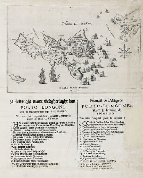 GUILLIAM (WILLEM) VERDUSSEN : Pourtrait de l'Assiege de Porto Longone  Avec le situation de Piombino.  - Asta Libri, autografi e manoscritti - Associazione Nazionale - Case d'Asta italiane