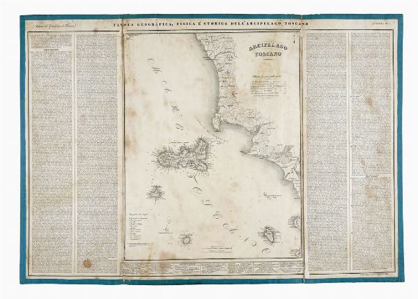 Attilio Zuccagni Orlandini : TAVOLA GEOGRAFICA, FISICA E STORICA DELL?ARCIPELAGO TOSCANO.  - Asta Libri, autografi e manoscritti - Associazione Nazionale - Case d'Asta italiane