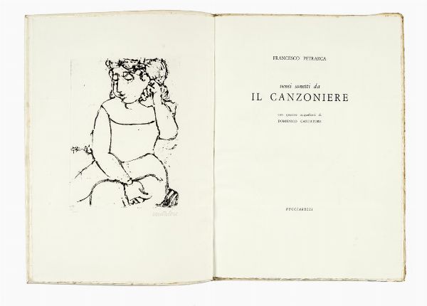 Francesco Petrarca : Venti sonetti da Il canzoniere. Con quattro acqueforti di Domenico Cantatore.  - Asta Libri, autografi e manoscritti - Associazione Nazionale - Case d'Asta italiane