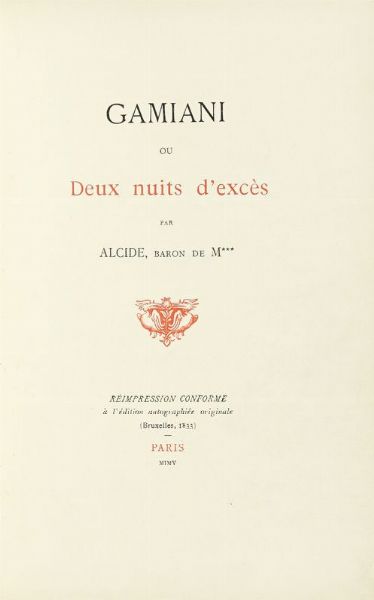 DOMINIQUE VIVANT DENON : Point de Lendemain ou la nuit marveilleuse...  - Asta Libri, autografi e manoscritti - Associazione Nazionale - Case d'Asta italiane
