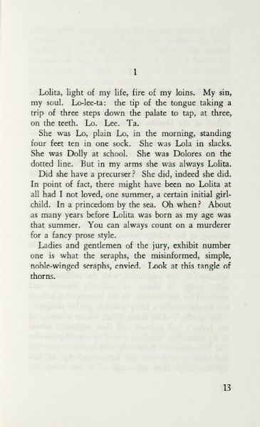 VLADIMIR NABOKOV : Lolita.  - Asta Libri, autografi e manoscritti - Associazione Nazionale - Case d'Asta italiane