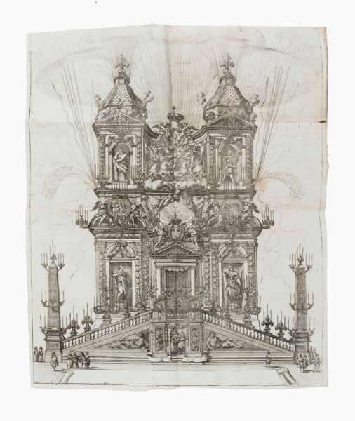 Vincenzo Maria Coronelli : Roma festeggiante nel monte Pincio negli applausi alle glorie della piet del cristianissimo Lodovico il Grande in occasione della da lui estirpata eresia...  - Asta Libri, autografi e manoscritti - Associazione Nazionale - Case d'Asta italiane
