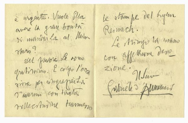 Gabriele D'Annunzio : Lettera autografa firmata.  - Asta Libri, autografi e manoscritti - Associazione Nazionale - Case d'Asta italiane