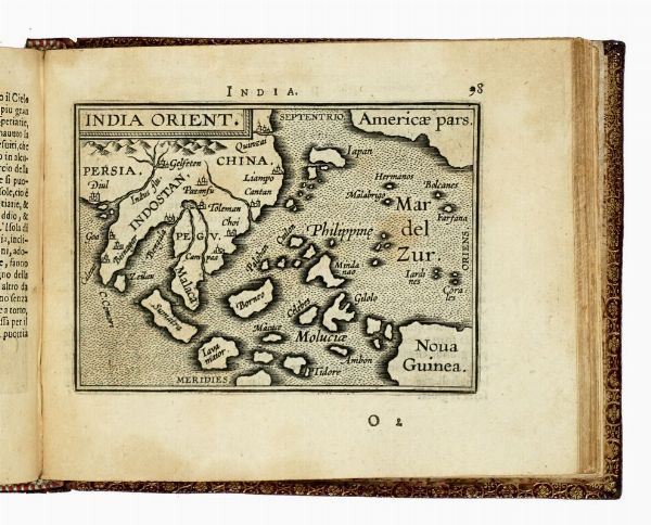 Abraham Ortelius : Breve compendio del Theatro Orteliano. Contenendo la delineatione de tutti li regioni principali, del mondo, stampate in tavole piccole, et illustrate con brevi declarationi.  - Asta Libri, autografi e manoscritti - Associazione Nazionale - Case d'Asta italiane