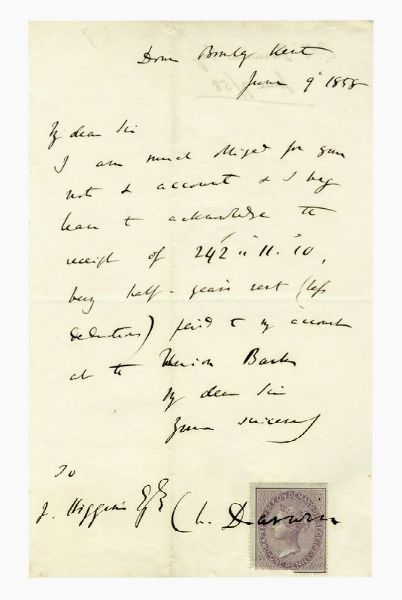 CHARLES DARWIN : Lettera autografa firmata.  - Asta Libri, autografi e manoscritti - Associazione Nazionale - Case d'Asta italiane