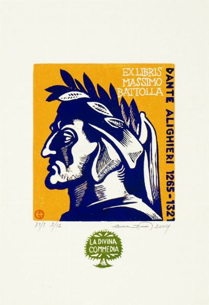 Corposa collezione di 176 Ex-libris danteschi e 6 pubblicazioni a corredo.  - Asta Libri, autografi e manoscritti - Associazione Nazionale - Case d'Asta italiane