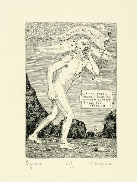 Corposa collezione di 176 Ex-libris danteschi e 6 pubblicazioni a corredo.  - Asta Libri, autografi e manoscritti - Associazione Nazionale - Case d'Asta italiane