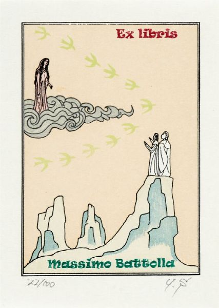 Corposa collezione di 176 Ex-libris danteschi e 6 pubblicazioni a corredo.  - Asta Libri, autografi e manoscritti - Associazione Nazionale - Case d'Asta italiane