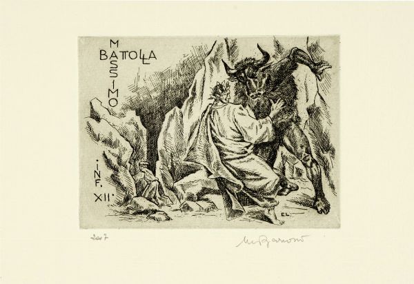 Corposa collezione di 176 Ex-libris danteschi e 6 pubblicazioni a corredo.  - Asta Libri, autografi e manoscritti - Associazione Nazionale - Case d'Asta italiane